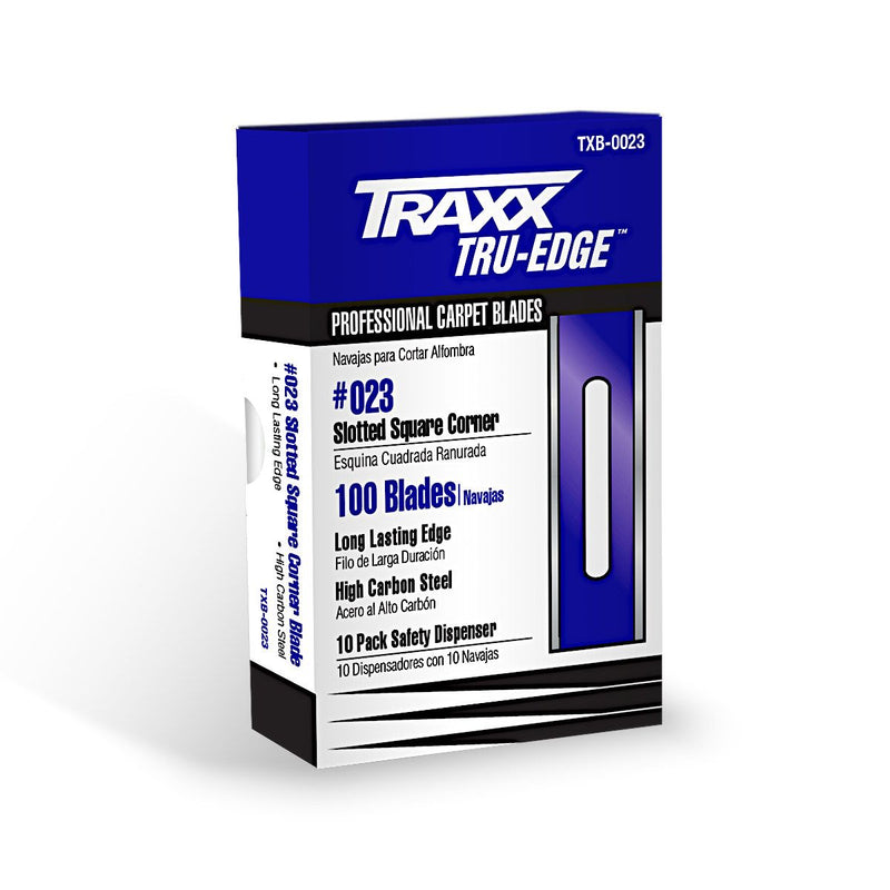 Traxx .017" HD Blue Square Corner Slotted Carpet Blades (100 Pack)